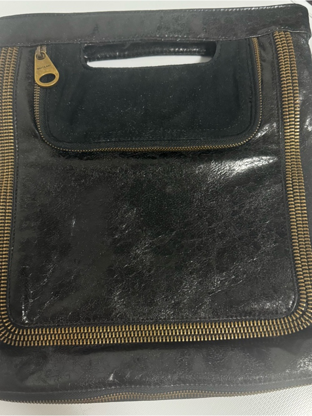 Vintage Matt & Nat Black Hobo with Gold-Tone Zipper Detail